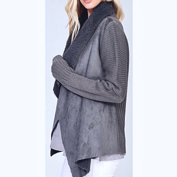 Faux Suede shearling jacket - Picture 4 of 5